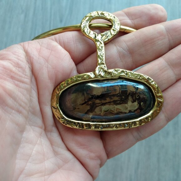 Statement Pendant Collar Necklace Choker Brass - Picture 12 of 13